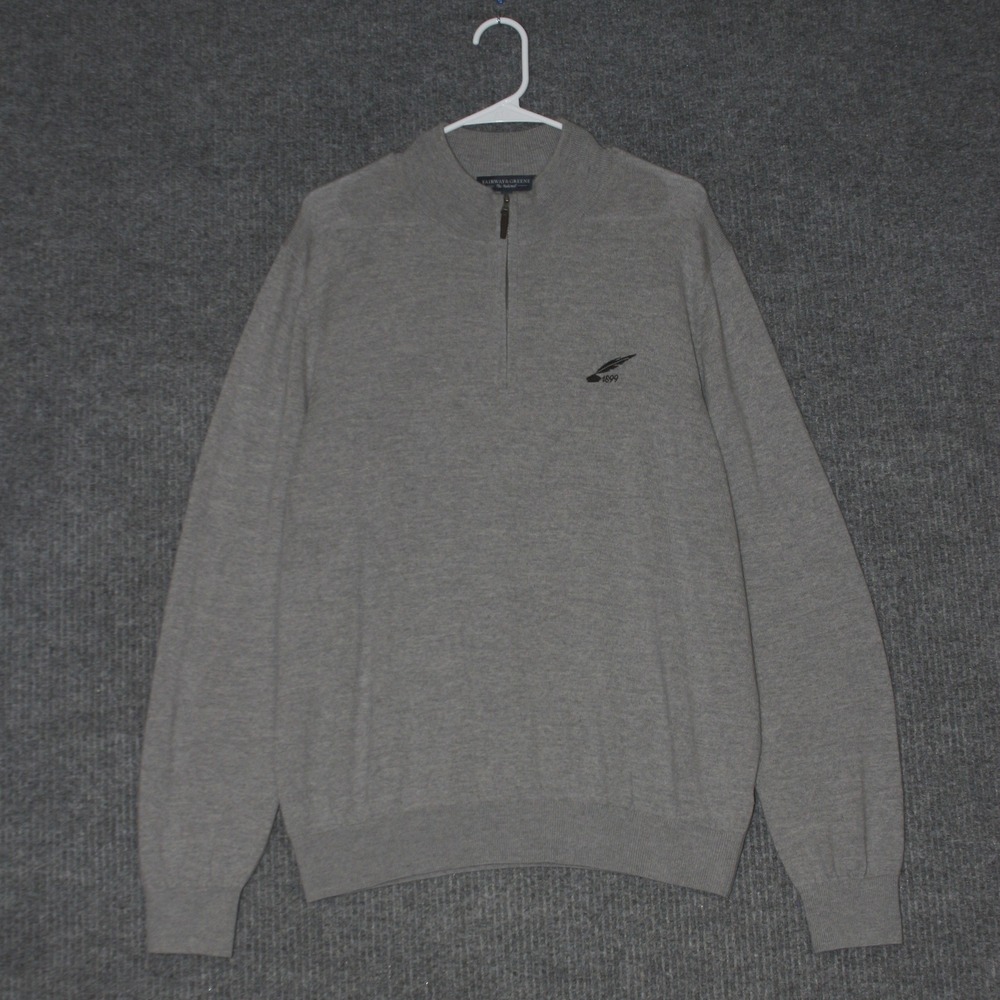 Fairway Greene Sweater Mens L Gray Baruffa Merino Quarter Zip Logo 1899 Luxury - Picture 4 of 6